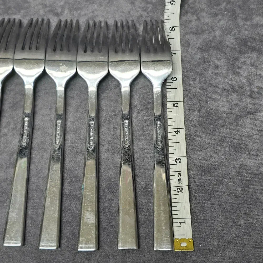 Dansk 18/10 Meridian Stainless Dinner Forks Glossy Flat Tip Flatware Silverware